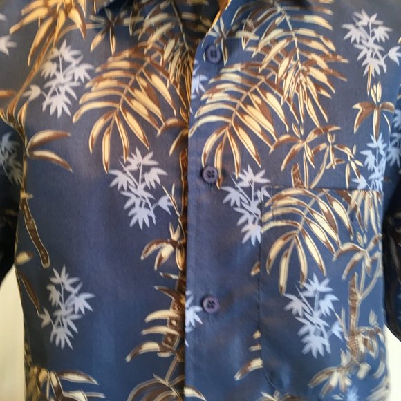 Aloha Joe Mens Blue Brown Hawaiian Polyester Tiki Tropical Surf Aloha Shirt Sz S - Picture 3 of 14